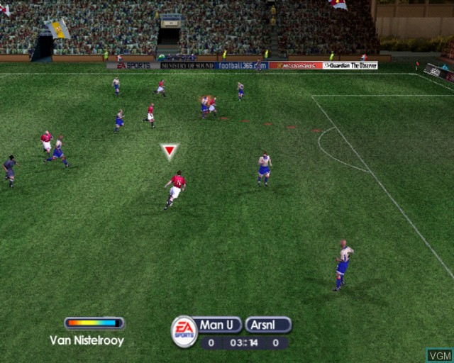In-game screen of the game FIFA Football 2002 on Sony Playstation 2