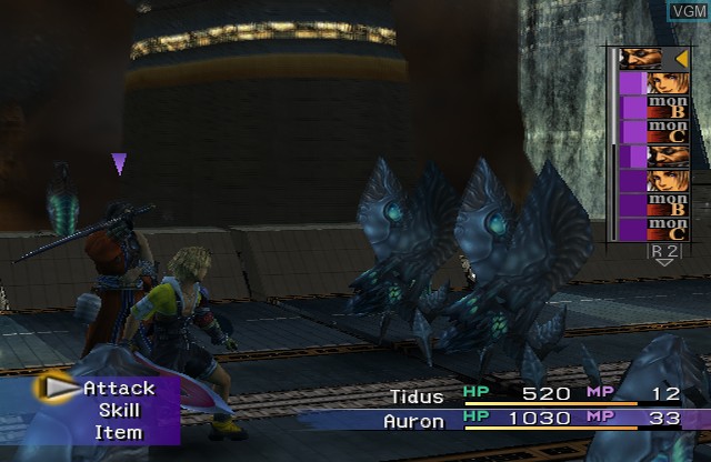 In-game screen of the game Final Fantasy X on Sony Playstation 2