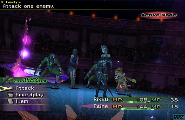 In-game screen of the game Final Fantasy X-2 on Sony Playstation 2