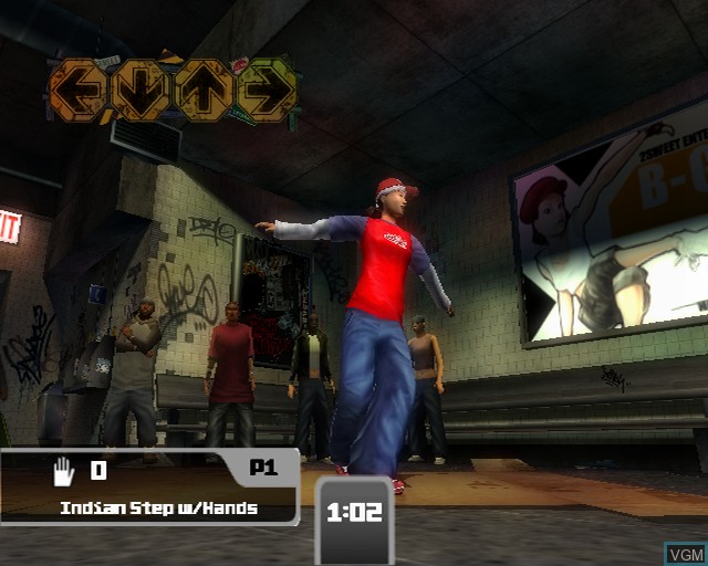 In-game screen of the game Flow - Urban Dance Uprising on Sony Playstation 2