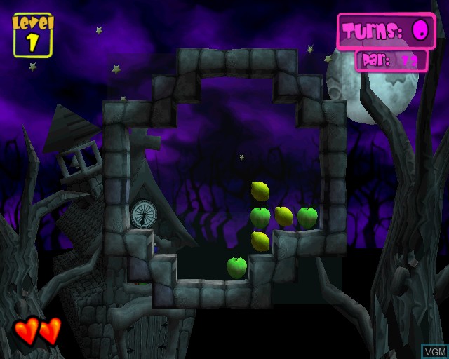 In-game screen of the game Fruitfall on Sony Playstation 2