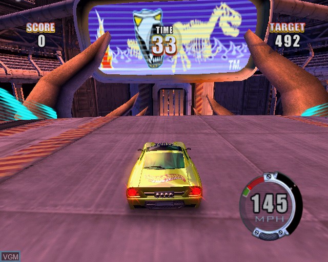 In-game screen of the game Hot Wheels - Stunt Track Challenge on Sony Playstation 2