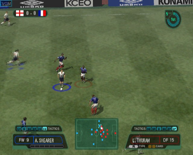 In-game screen of the game International Superstar Soccer on Sony Playstation 2