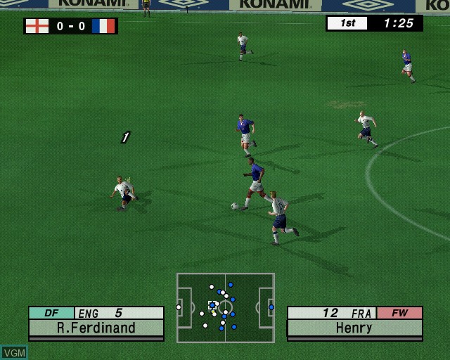 In-game screen of the game International Superstar Soccer 3 on Sony Playstation 2