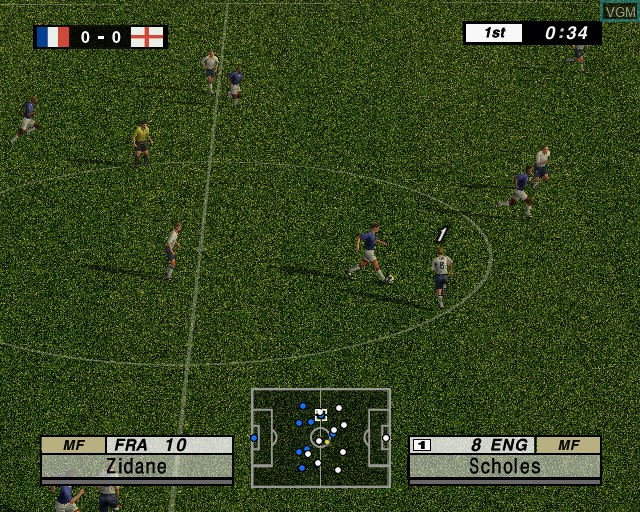 In-game screen of the game International Superstar Soccer 2 on Sony Playstation 2