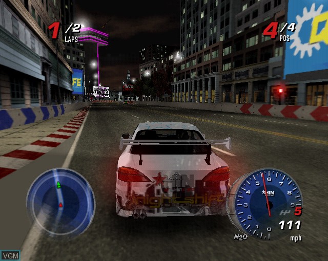 In-game screen of the game Juiced 2 - Hot Import Nights on Sony Playstation 2