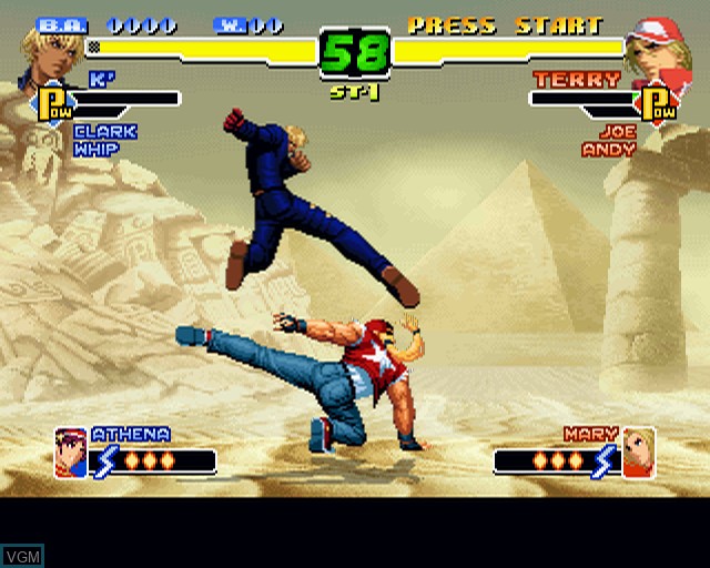 In-game screen of the game King of Fighters 2000-2001, The - The Saga Continues on Sony Playstation 2