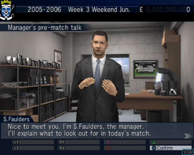 In-game screen of the game Let's Make a Soccer Team! on Sony Playstation 2
