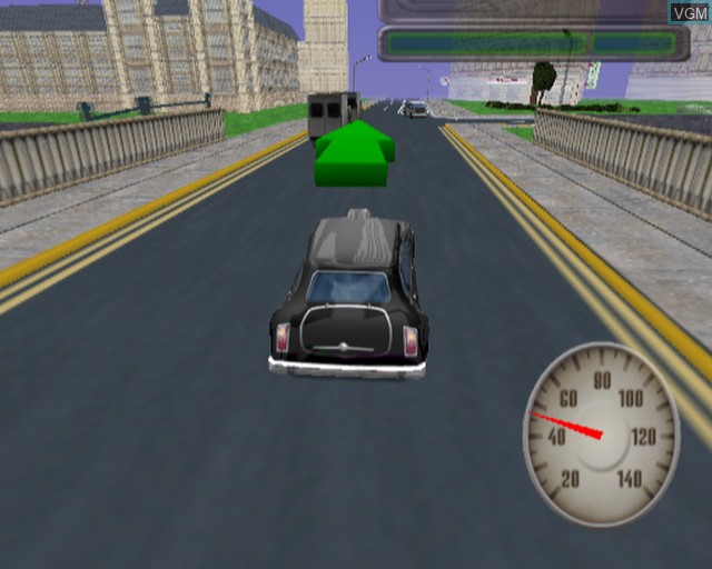 In-game screen of the game London Cab Challenge on Sony Playstation 2