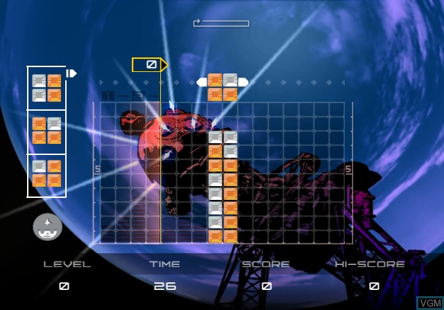 In-game screen of the game Lumines Plus on Sony Playstation 2