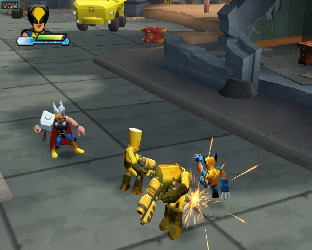 In-game screen of the game Marvel Super Hero Squad on Sony Playstation 2