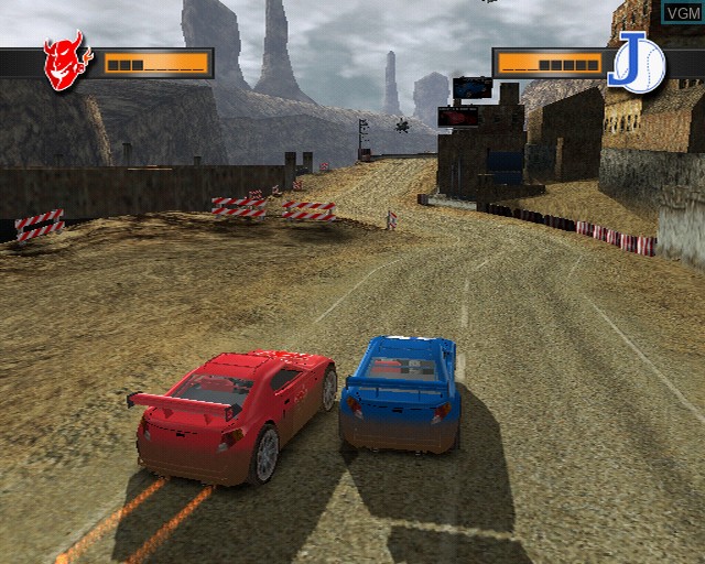 In-game screen of the game Mashed - Drive to Survive on Sony Playstation 2