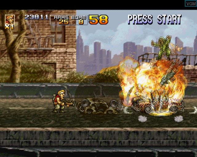 In-game screen of the game Metal Slug 4 on Sony Playstation 2