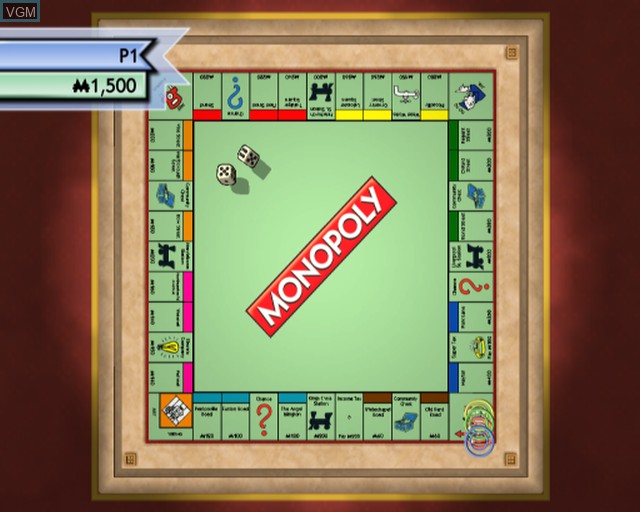 In-game screen of the game Monopoly on Sony Playstation 2