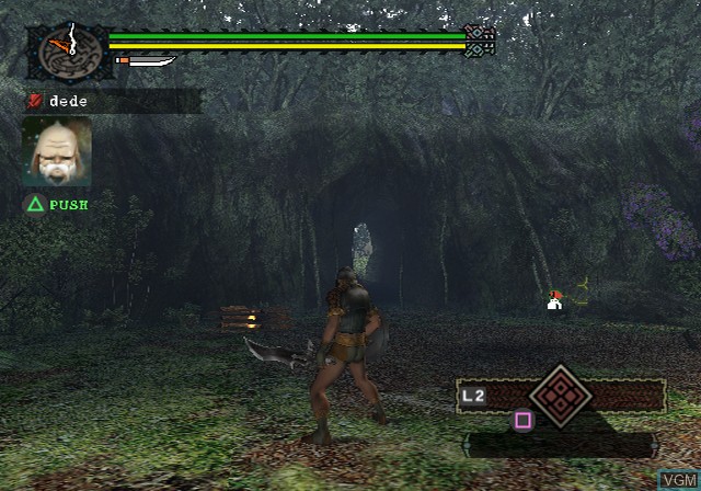 In-game screen of the game Monster Hunter on Sony Playstation 2
