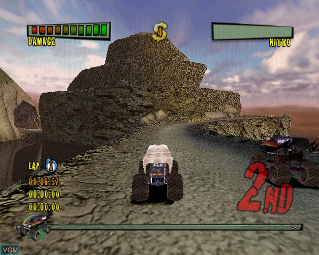 In-game screen of the game Monster Trux Extreme - Offroad Edition on Sony Playstation 2