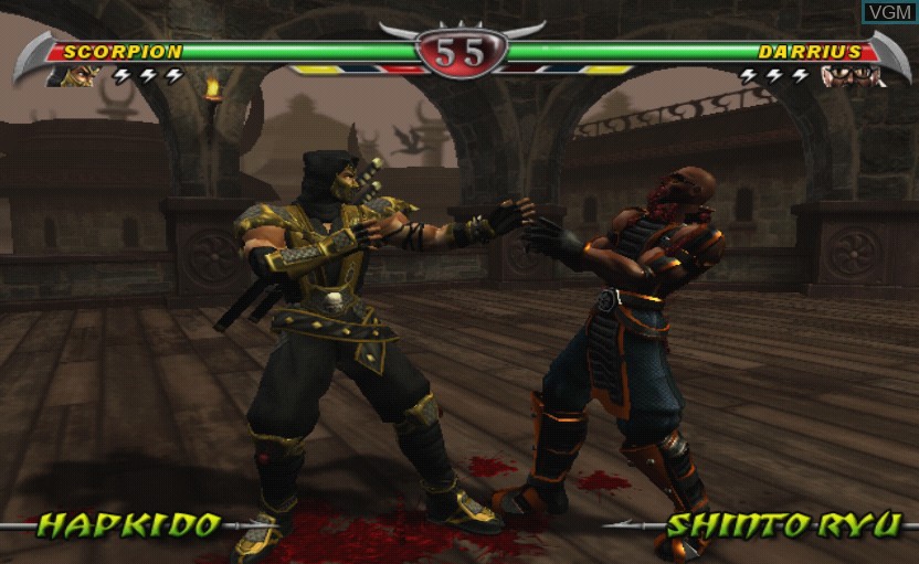 In-game screen of the game Mortal Kombat Mystification on Sony Playstation 2