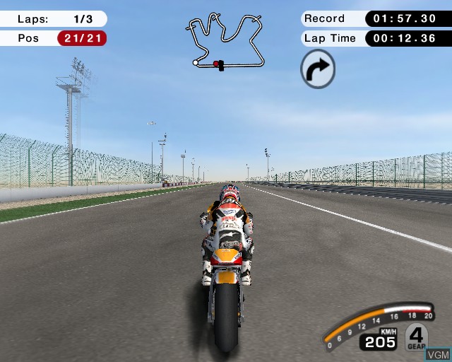 In-game screen of the game MotoGP 07 on Sony Playstation 2