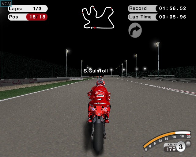 In-game screen of the game MotoGP 08 on Sony Playstation 2