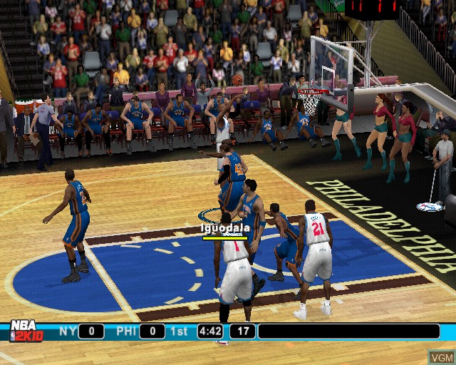 In-game screen of the game NBA 2K10 on Sony Playstation 2