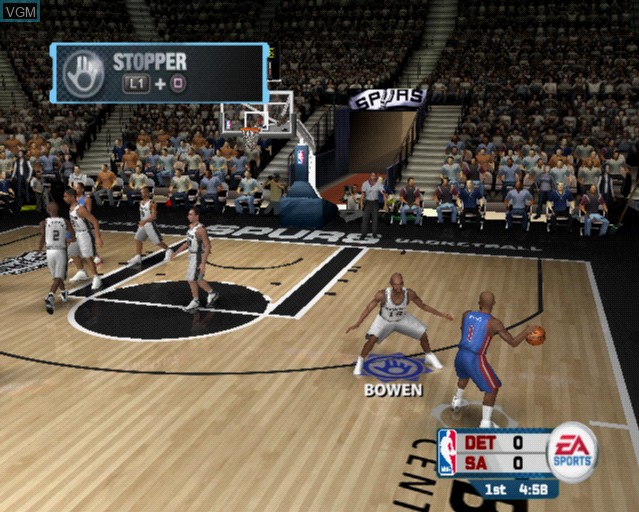 In-game screen of the game NBA Live 06 on Sony Playstation 2