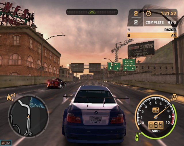 In-game screen of the game Need for Speed Most Wanted on Sony Playstation 2