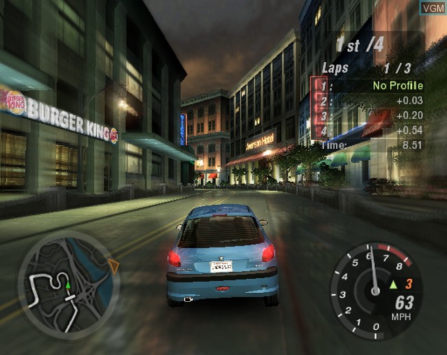 In-game screen of the game Need for Speed Underground 2 on Sony Playstation 2
