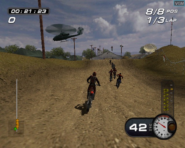 In-game screen of the game MX Superfly on Sony Playstation 2