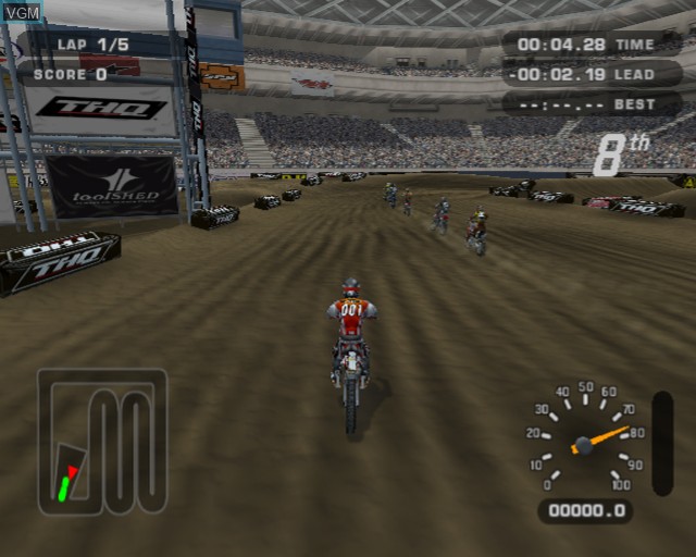 In-game screen of the game MX Unleashed on Sony Playstation 2