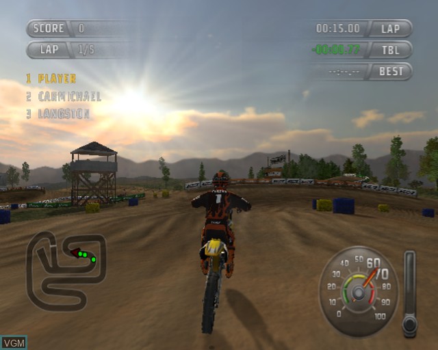 In-game screen of the game MX vs. ATV Untamed on Sony Playstation 2