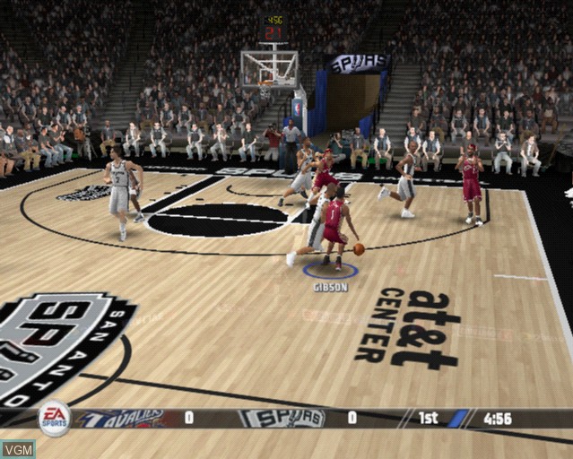 In-game screen of the game NBA Live 08 on Sony Playstation 2
