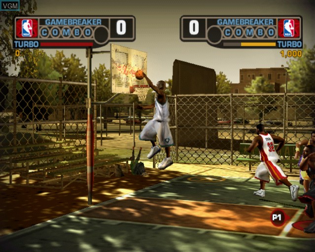 In-game screen of the game NBA Street V3 on Sony Playstation 2