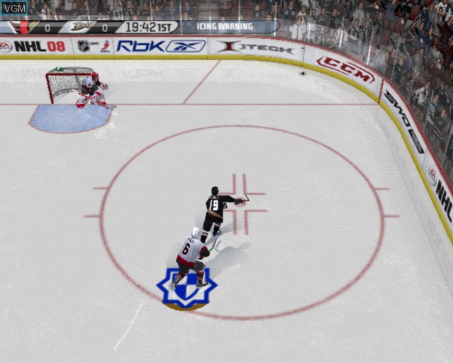 In-game screen of the game NHL 08 on Sony Playstation 2