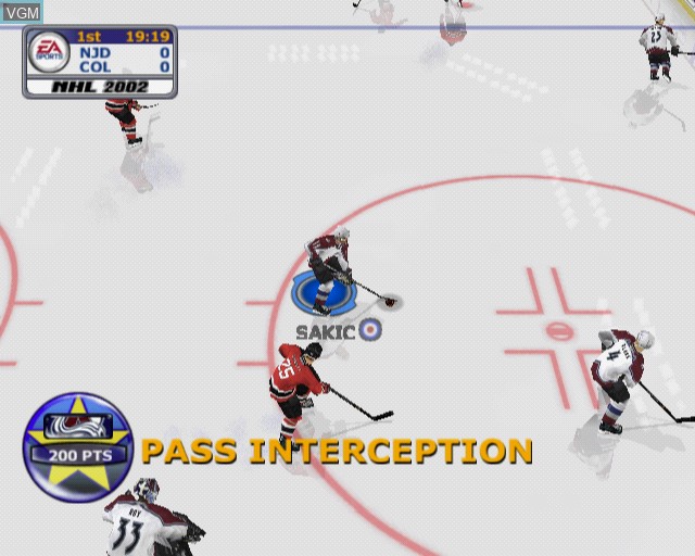 In-game screen of the game NHL 2002 on Sony Playstation 2
