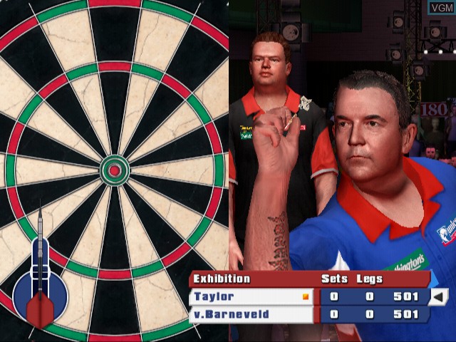 In-game screen of the game PDC World Championship Darts 2008 on Sony Playstation 2