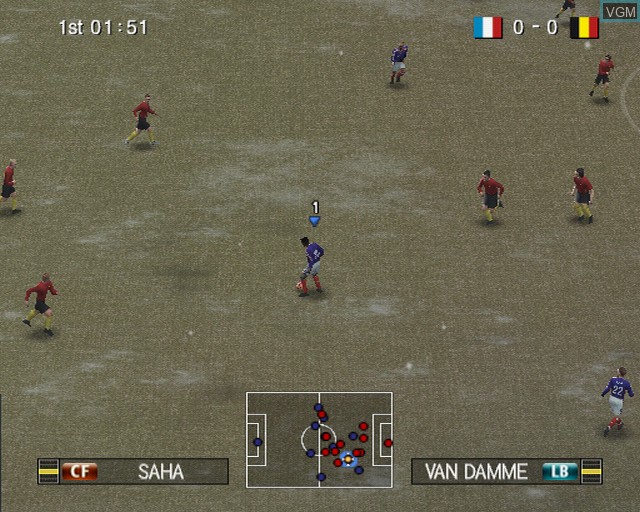 In-game screen of the game Pro Evolution Soccer 2008 on Sony Playstation 2