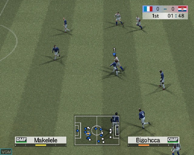 In-game screen of the game Pro Evolution Soccer 4 on Sony Playstation 2