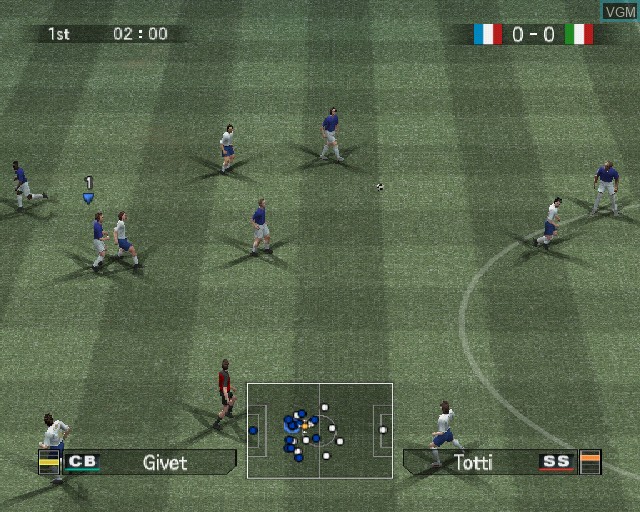In-game screen of the game Pro Evolution Soccer 5 on Sony Playstation 2