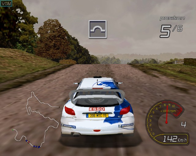 In-game screen of the game Pro Rally 2002 on Sony Playstation 2
