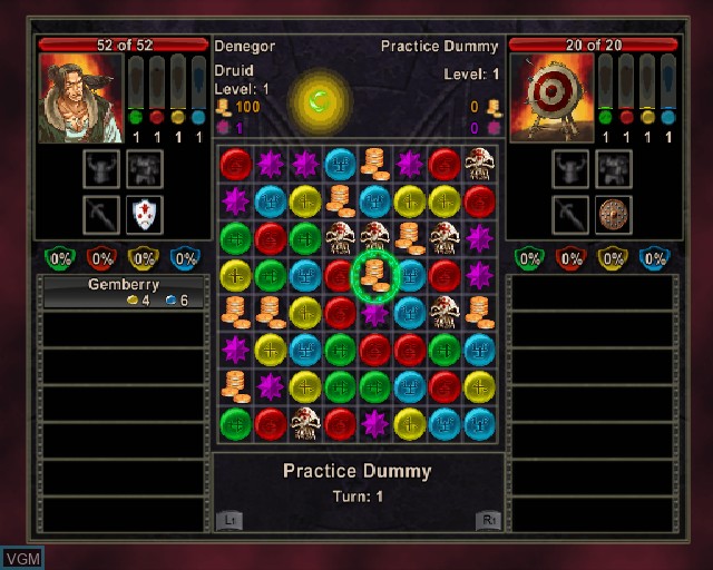In-game screen of the game Puzzle Quest - Challenge of the Warlords on Sony Playstation 2