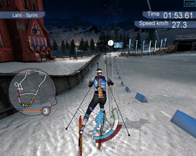In-game screen of the game RTL Biathlon 2007 on Sony Playstation 2