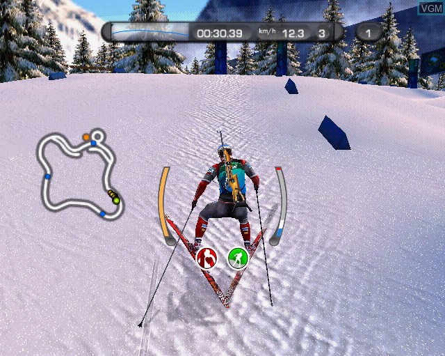 In-game screen of the game RTL Biathlon 2008 on Sony Playstation 2