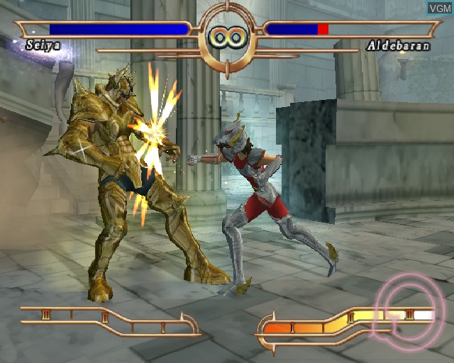 In-game screen of the game Saint Seiya - The Sanctuary on Sony Playstation 2