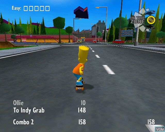 In-game screen of the game Simpsons Skateboarding, The on Sony Playstation 2