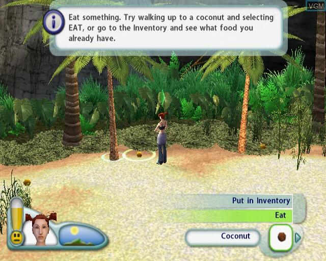 In-game screen of the game Sims 2, The - Castaway on Sony Playstation 2