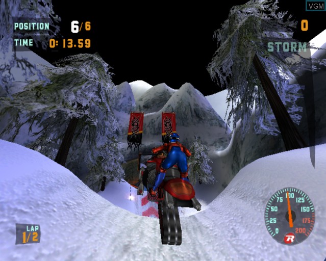 In-game screen of the game Sled Storm on Sony Playstation 2