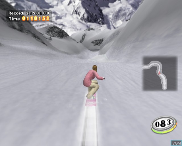 In-game screen of the game Snowboard Racer 2 on Sony Playstation 2