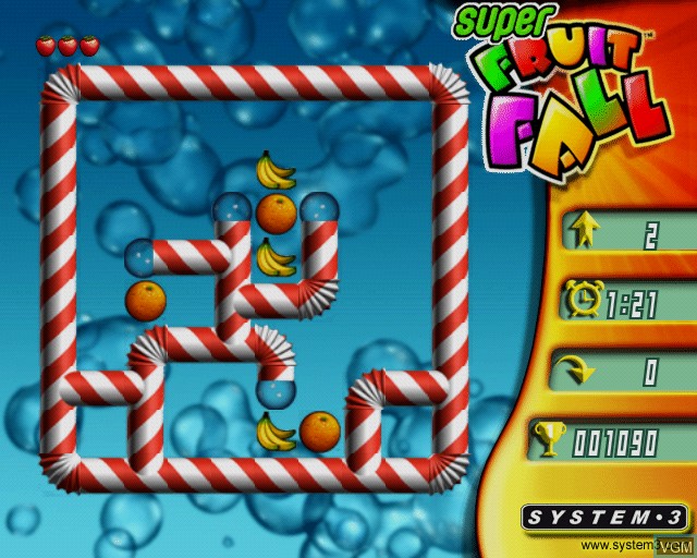 In-game screen of the game Super Fruit Fall on Sony Playstation 2