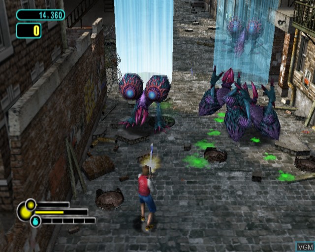 In-game screen of the game Space Invaders - Invasion Day on Sony Playstation 2