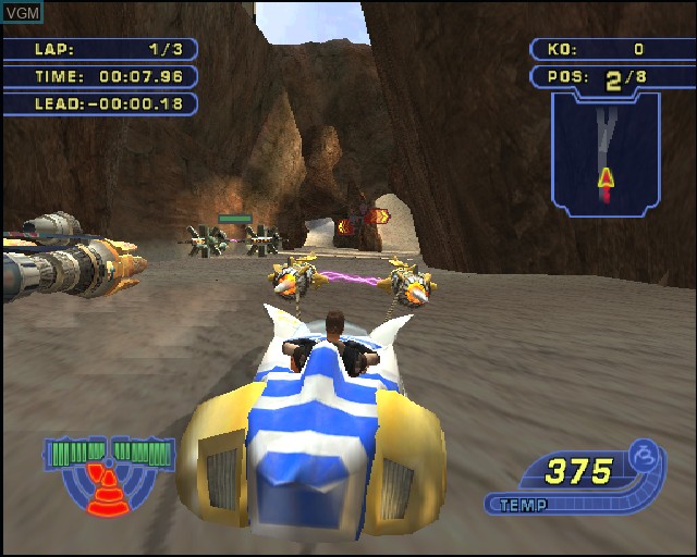 In-game screen of the game Star Wars - Racer Revenge on Sony Playstation 2